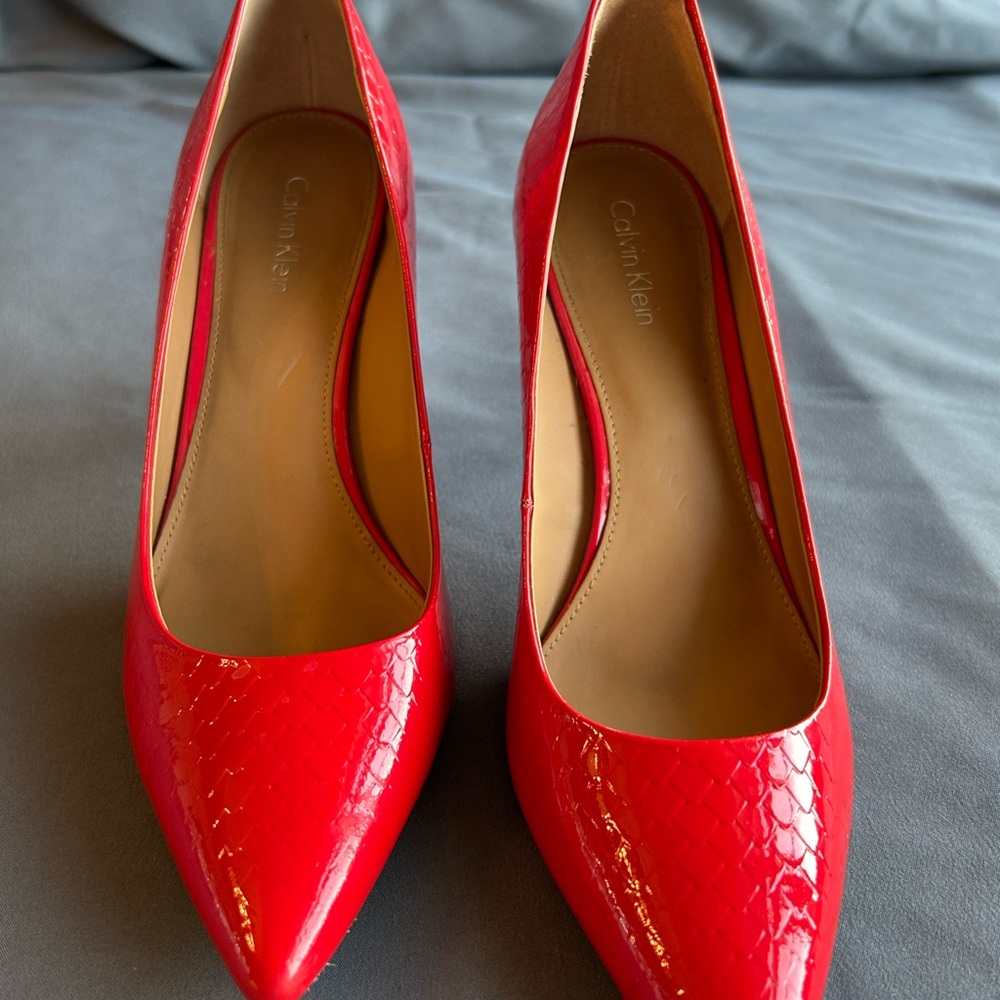 Calvin Klein Gayle Python Red Patent Women's Pumps